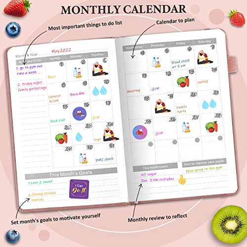 EPEWIZD Diário alimentar para perda de peso, planejador de refeições e diário de bem-estar alimentar