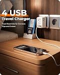 2 Adaptateur de prise de voyage européen Pack, LENCENT Prise d'alimentation pliable internationale de type C avec 4 Des sorties, 4 USB(2 USB C) Adaptateur chargeur, Canada/États-Unis vers la plupart de l'Europe EU Italie Espagne France Allemagne Grèce