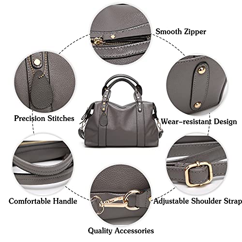 PORRASSO Elegant Ladies Shoulder Crossbody Top-Handle Work Travel Dating Boston Bag - Waterproof PU Leather Black4