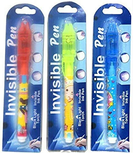 LIGHTER HOUSE� Magic UV Torch Illuminate Writing Pen for Kids Birth Day, Assorted Colour -Pack of 12 Pcs