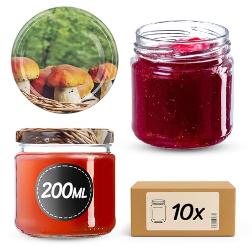 KADAX 10er Set Einmachgläser 200ml TO66, Marmeladengläser Vorratsgläser Mason Jar mit Schraubdeckel, Luftdicht & Spülmaschinenfest… – Ansicht 1