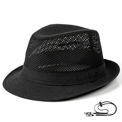 Image of Lisianthus Men's Summer Fedora Hats - Breathable Short Brim Outdoor Hat