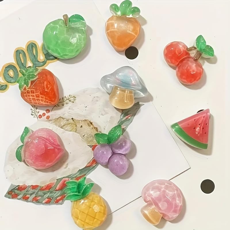 Set 10 imanes de frutas Boho Chic para refrigerador miniatura 4