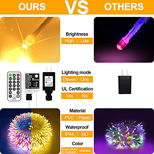 Christmas Lights Outdoor 720 Led 328Ft Color Changing String Lights Warm White To Multicolor Led String Lights Remote 11 Modes Fairy Light For Thanksgiving Xmas Tree Party Wedding Indoor Decorations #TOP6