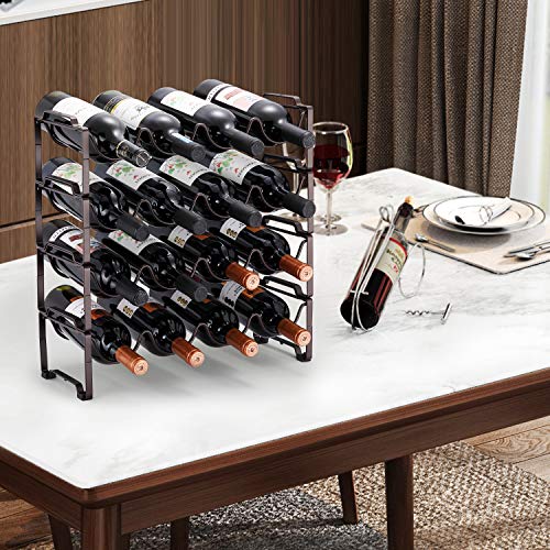 Simple Trending 4-Tier Stackable Wine Rack, Standing Bottles Holder Organizer, Wine Storage Shelf, Towel Rack for Kitchen Pantry Cabinet, Hold 16 Bottles, Bronze - Image 3