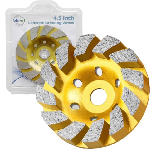 4 1/2 Inch Diamond Concrete Grinding Wheel, Turbo Segment Angle Grinder Wheel for Concrete, Stone, and Masonry, Heavy-Duty 4.5” Diamond Cup Wheel for Fast Grinding & Smoothing