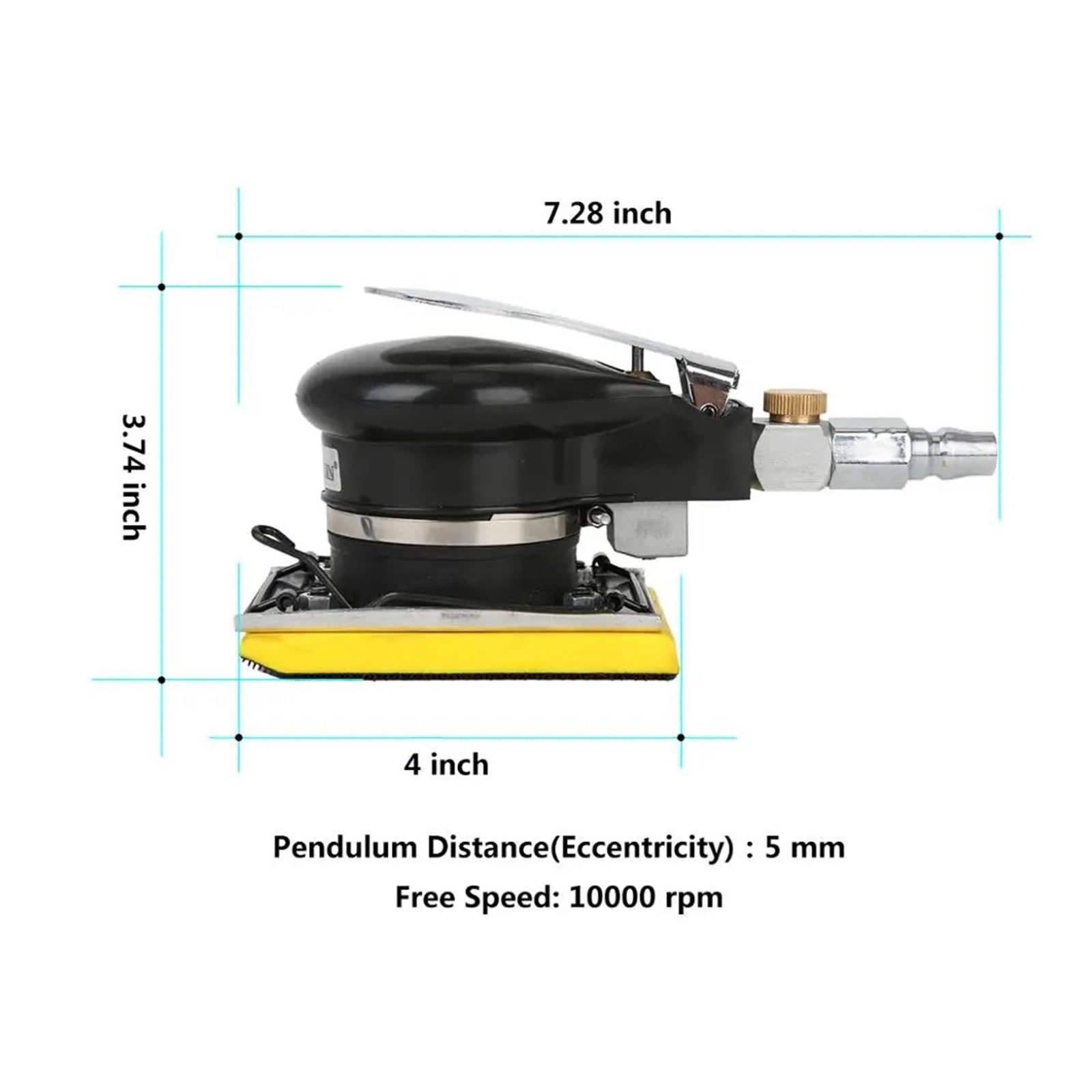Lijadora rectangular Orbital neumática de 3 "x 4", lijadora de aire cuadrada, amoladora, pulidora, herramienta de lijado Alta eficiencia para madera, compuestos y metal.