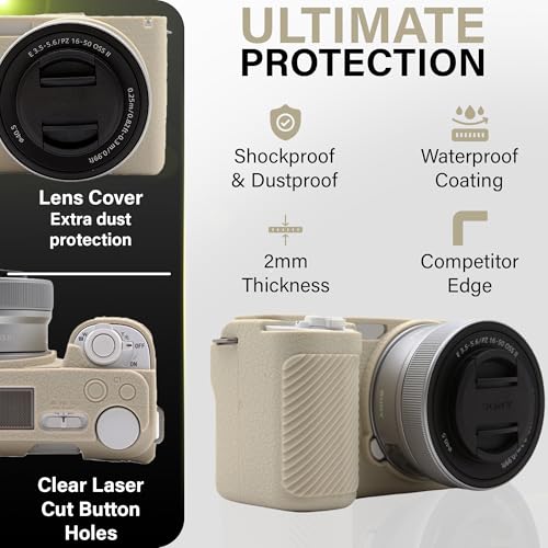 Funda de silicona para cámara Sony ZV-E10 II beige miniatura 2