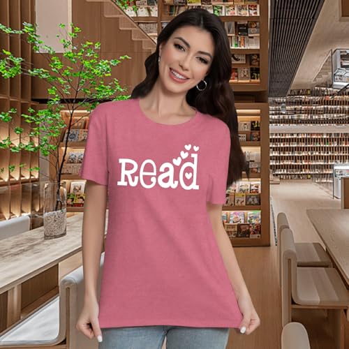 Image of Book Shirts for Women Book Lover T-Shirt Reading Tee Teacher Tops