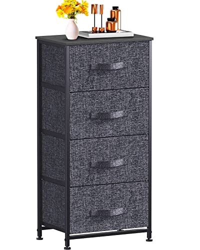 Pipishell Commode 4 tiroirs en Tissu - Meuble de Rangement Pratique pour Chambre à Coucher, Chambre d'enfant, Couloir (Black) Cover