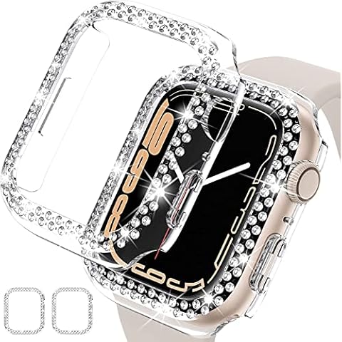 [2Pack] Kamita Diamond Case for Apple Watch Series 7 41mm, Shockproof Watch Protector Cover [No Screen Protector], Thin Glitter Protective Case for iWatch 7 41mm Cover