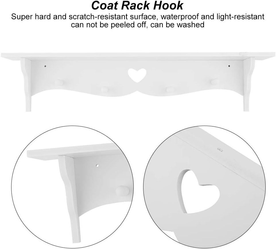 Wall Hanging Shelf Coat Rack Hook White Shelf, Wall Shelf, for Household Storage Supplies Storage Tool for Bedroom
