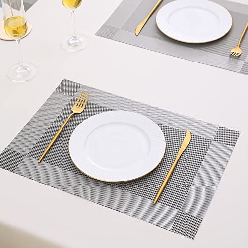 Image of HOKIPO PVC Placemats Set of 4 - 45x30 cm (AR2753),Grey