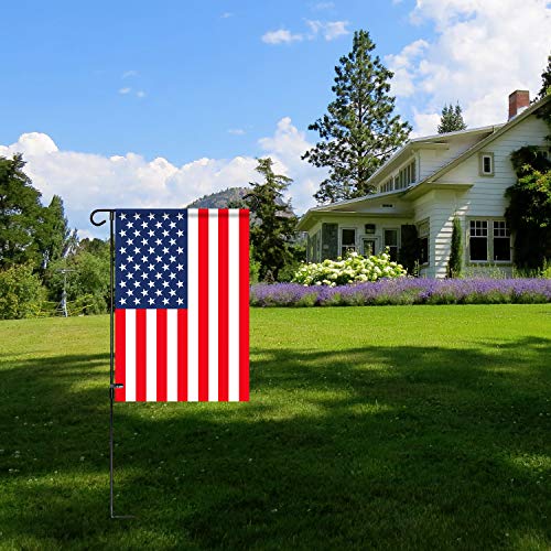 Hoosun Garden Flag Stand Holder Pole Easy To Install Strong Sturdy Wrought Iron Fits 12.5" X 18" Mini Flag With 1 Tiger Clip Curved Hook With S Type (1) #TOP5