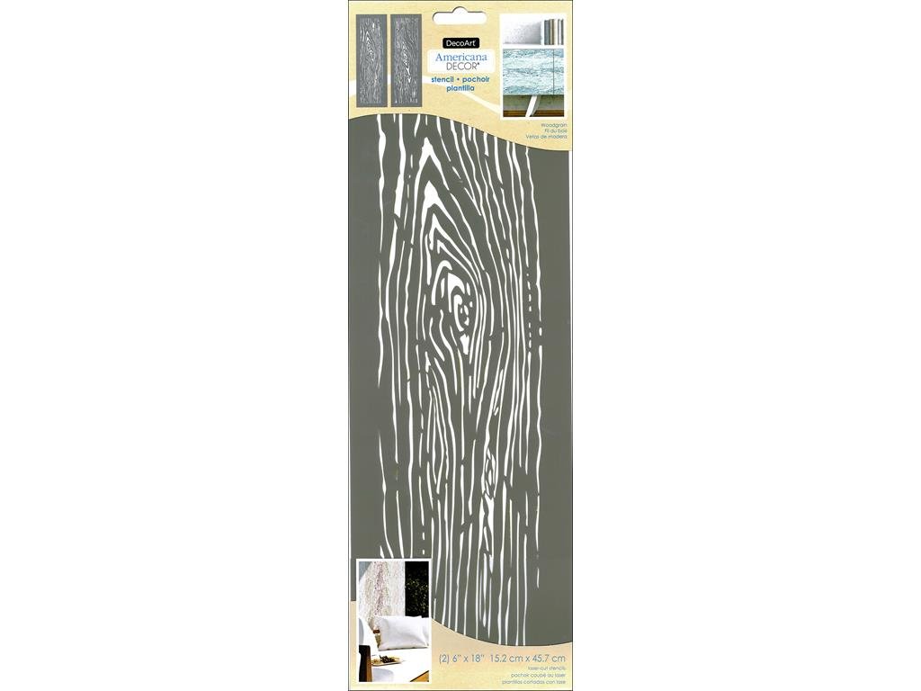 DecoArt Americana Decor Stencil 6x18 Woodgrain, None, Extra Large, One Size