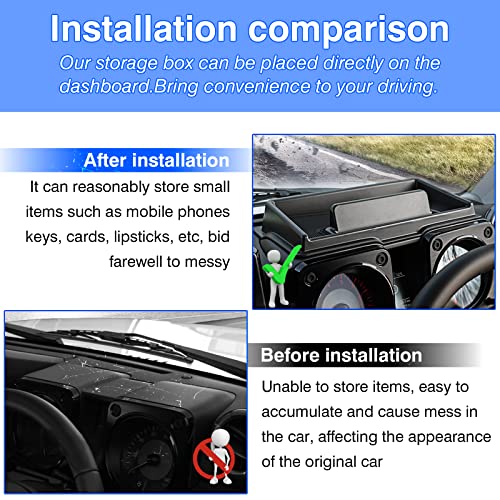Image of Mixsuper Dash Center Console Organizer for 2019-2023 Suzuki Jimny JB64W JB74W, Dashboard Console Tray Storage Box Phone Stand Black
