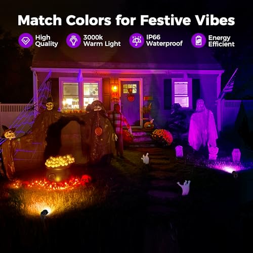 Image of L LOHAS LED Purple Halloween Outdoor Spotlight 5W Dusk to Dawn 2 Pack