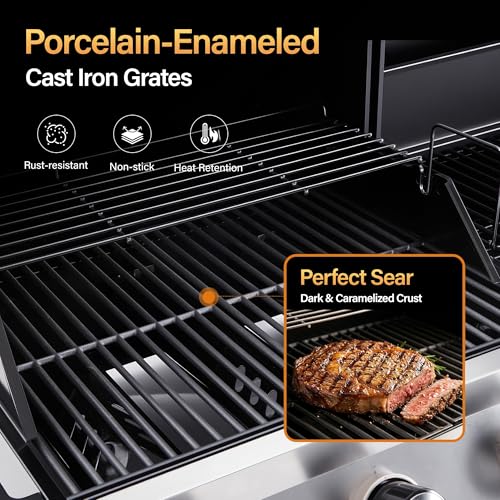 Image of Sophia & William 3-Burner Gas and Charcoal Grill Combo with Offset Smoker