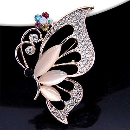 Image of coadipress Butterfly Brooch Pins Chic Romantic Elegant Rhinestone Crystal Insect Brooch Pin Women Corsage Scarf Shawl Clothing Accessories Wedding Party Banquet
