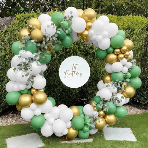 Miniatura 3 de Globo Verde Salvia, 60 Piezas 12 Pulgadas Verde Blanco Metálico Dorado Confeti Globo Para Cumpleaños Hombres Mujeres Baby Shower Boda Aniversario Compromiso Revelación Género Fiesta Safari Jungla Deco