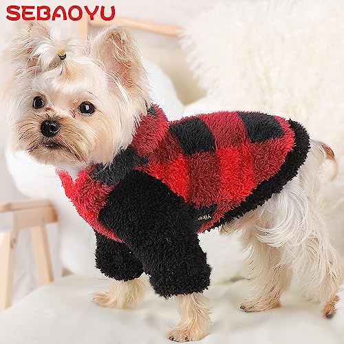 Dog Sweaters For Small Dogs, Fleece Dog Hoodie Clothes, Spring Winter Cute Warm Puppy Chihuahua Sweater, Pet Doggie Sweater For Yorkie Teacup, Cat Apparel (Plaid, Small) #TOP1