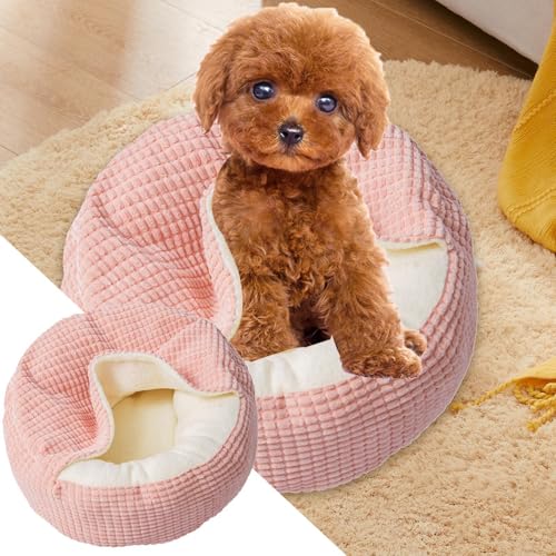 Couchage pour petit chien et chat dôme en pluche avec couverture