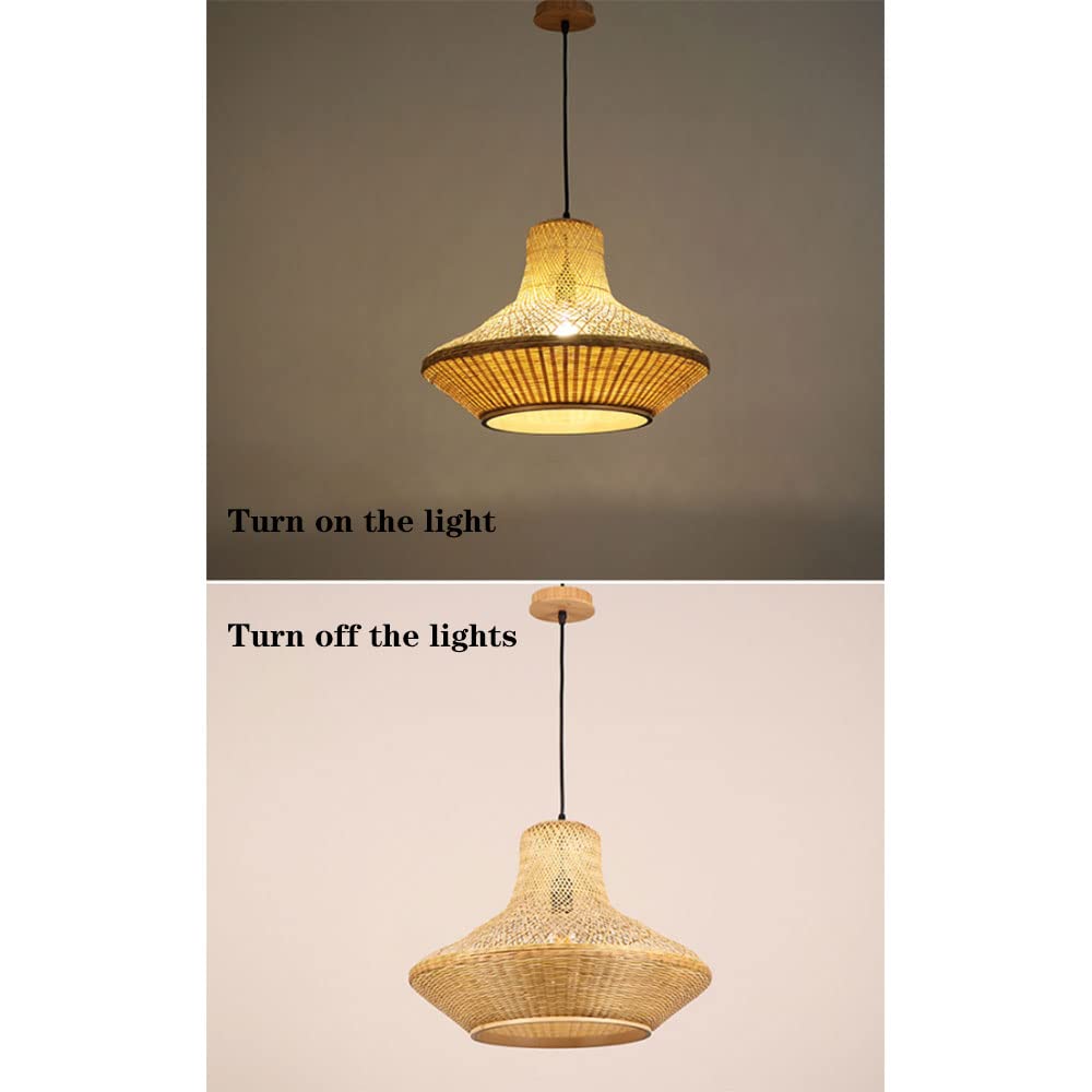Tkająca Lampa Wisząca Z Bambusa Wiklinowy Abażur Żyrandol E27 W Stylu Retro W Stylu Japońskim Oprawa Oświetleniowa Sufitowa Wisząca Do Ogrodu, Jadalni, Gabinetu, Sypialni