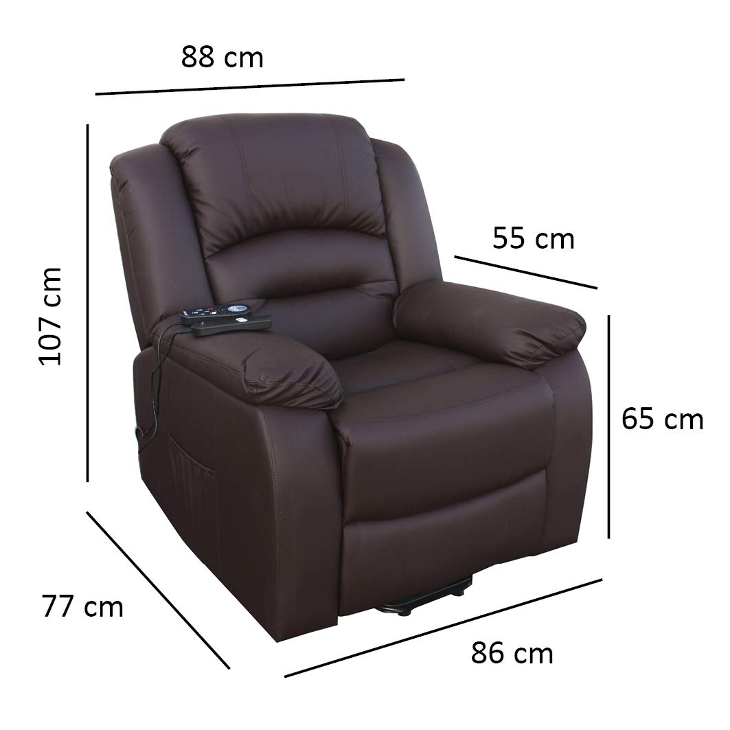 ECODE® Poltrona Relax Reclinabile Manuale Massaggiante e Riscaldante con Poggiapiedi – Offerta Poltrona-Letto Comoda Per Anziani da Interno Casa, Soggiorno, Salotto o Ufficio in Ecopelle Beige