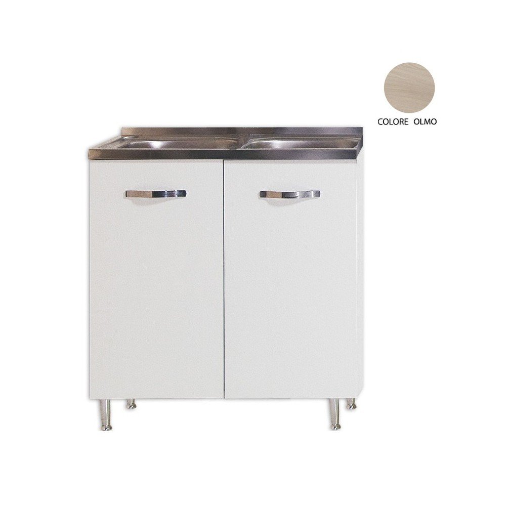 Mobile Sottolavello Cucina Azur Line In Legno Olmo - 2 Ante, 80x50x85 Cm - Foto 5