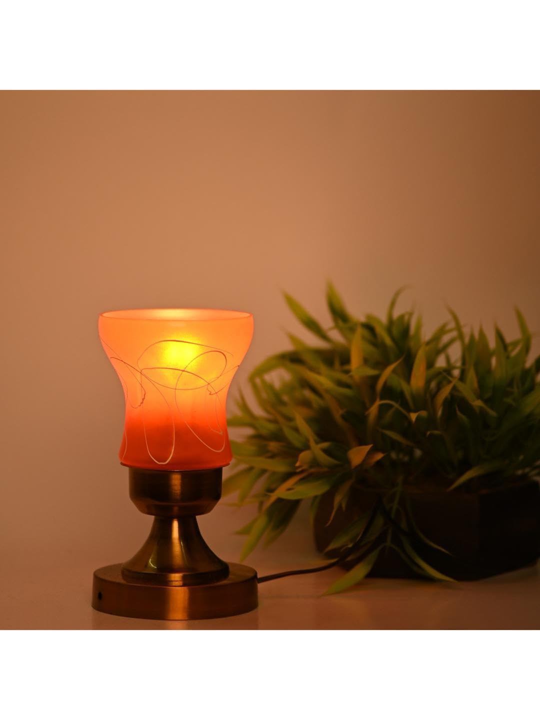 AFAST Glass Table Lamp with Decorative Glass Shade and Metal Fitting - Elegant Orange Design, Perfect for Any Room, Dimensions: 10 X 10 X 25 CM -A219-picture-10