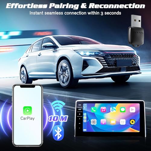 Image of 2-in-1 Wireless Carplay and Android Auto Receiver, Converts Wired to Wireless, Bluetooth 5.4 & WiFi 6, Only for Cars OEM Installed Wired Android Auto /CarPlay, USB C /A, Quick & Auto Reconnect