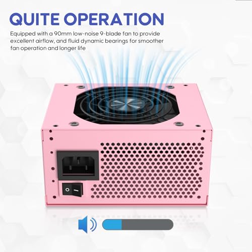 Image of Vetroo 850W SFX Power Supply ATX 3.1 & PCIE 5.1 Ready, 80 Plus Gold Certificate Fully Modular, 90mm FDB Fan for Low-Noise Operation, SFX-to-ATX Bracket, 10-Year Warranty - Pink