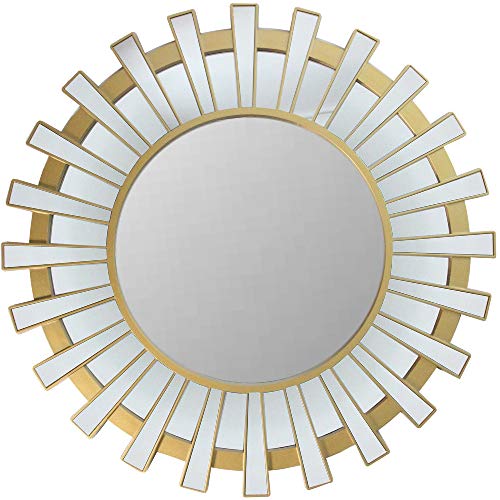 Northlight 25.5" Matte Gold and Clear Sunburst Round Mirror Wall