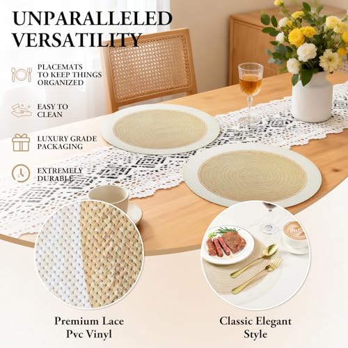 Kaixinbao 15 Inch Round PVC Vinyl Placemats,Geometric Embossed,Set of 6 by Kaixinbao - Used condition - Image 2