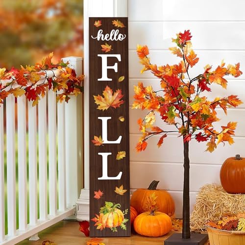 Hello Fall Wooden Porch Sign 45.2"H Large fall welcome sign