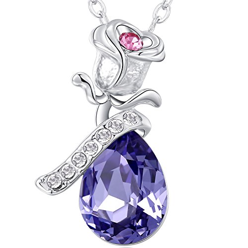 NEEMODA Necklace for Women Crystal Pendant Jewelry Gifts for Her Rose Flower