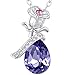 Cyber Monday Deals NEEMODA Purple Crystal Pendant Fashion Necklace for Women White Gold Plated Rose Flower Jewelry Gifts