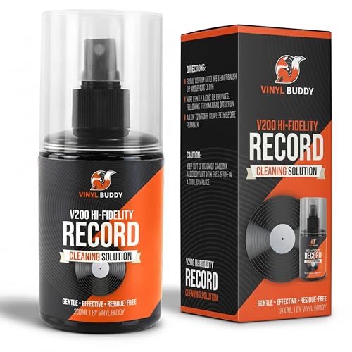 Vinyl Buddy V200 Hi-Fidelity Record Cleaning Solution 200ml Vinyl Record Cleaner Spray Gentle Effective & Residue-Free Formula for LPs Removes Dust Dirt Static & Fingerprints