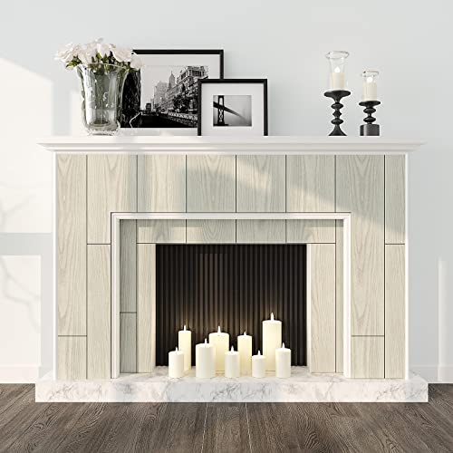 Veelike 6''X36'' Beige Grey Peel And Stick Floor Tile Waterproof Wood Vinyl Plank Flooring Self Adhesive Wood Vinyl Flooring Removable Laminate Flooring For Bathroom Bedroom Kitchen Fireplace 4-Pack #TOP7