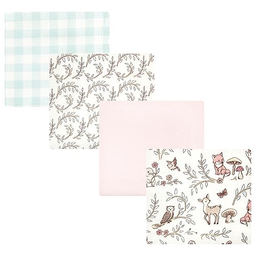 Image of Hudson Baby Unisex Baby Cotton Poly Flannel Receiving Blankets, Girl Woodland Pals, One Size