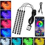 サイバーワールド 車 LED テープライト 1600万色 高輝度 48灯 車用 LEDテープ スマホで操作 USB式 車内 LEDライト 防水 明るさ調整 足元 イルミネーション 車内装飾用 フットライト 足下照明 車内LED 音に反応
