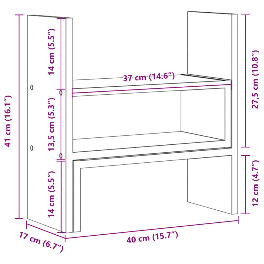 Organizer da scrivania regolabile in legno grigio cemento, 40 x 17 x 41 cm, per ufficio, computer portatile, supporto ergonomico, salvaspazio, stabile, versatile, utilizzabile in casa