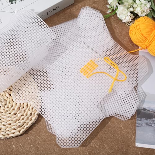Image of CHGCRAFT 6Pcs Plastic Mesh Canvas Sheets Bag Bottom Shaper Pads Purse Making Template for Yarn Crochet Embroidery Craft White Sheets for Acrylic Yarn Crafting Knit Crochet Projects