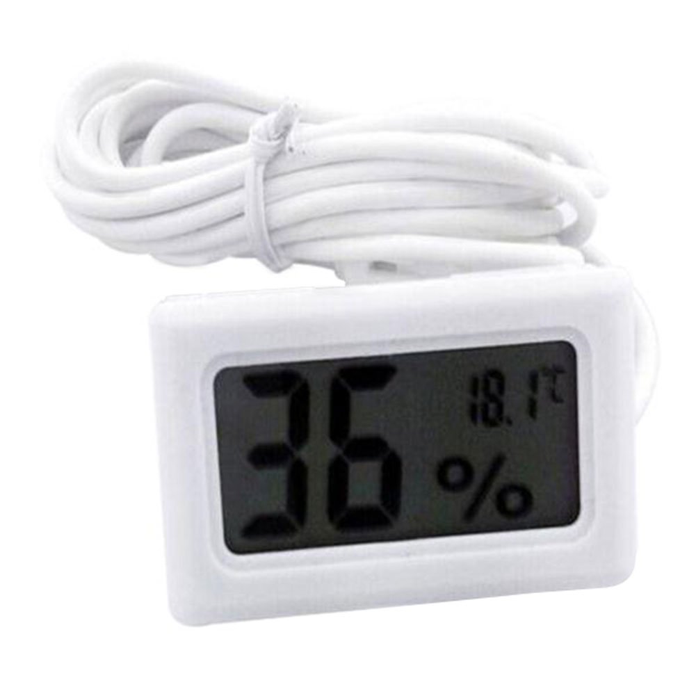 DollaTek 2-w-1 cyfrowy LCD zintegrowany termometr higrometr z zewn?trznym do inkubatora gadów akwarium drób - bia?y