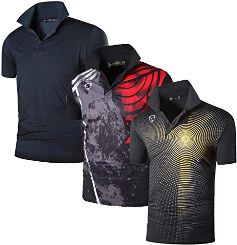 Sportides Men's 3 Packs Quick Dry Sport Polo T-Shirt LSL195 MixPackH XL