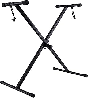Cross Braced X Frame Music Piano Keyboard Stand with 7 Adjustable Height Positions by Crystals® (Single Braced Stand)