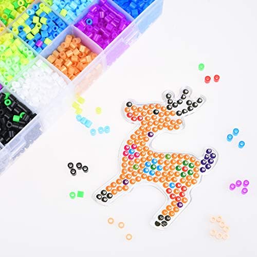Kare & Kind Fuse Beads Pegboards - 19 pcs - Also Includes Colorful Card Templates, Reusable Ironing Paper and Tweezers - Kids DIY, Arts and Craft Activities