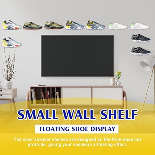 Miniatura 7 de Treela Paquete de 20 estantes flotantes para zapatos para pared, estantes flotantes de acrílico transparente para tenis, estante de pared para