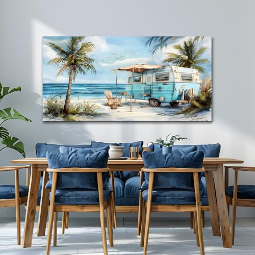 ERQINHUA Wall Art For Living Room Canvas Wall Decor For Bedroom Office Decorations Marine Beach Landscape Painting Pictures Artwork Modern Beach Posters Aesthetic Ready To Hang Home Decor 20"x40"