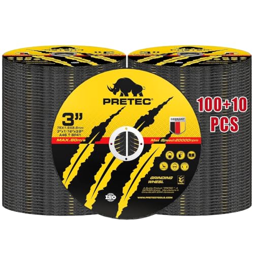 Image of Cut Off Wheels 3 Inch, 110 Pack with Mandrel Kit for Die Grinder | 3 inchx 3 /8 inch Cutting Disc with 1 /4 in Mounting Mandrel Kit, for Metal & Stainless Steel Rotary Tool Drill Attachment